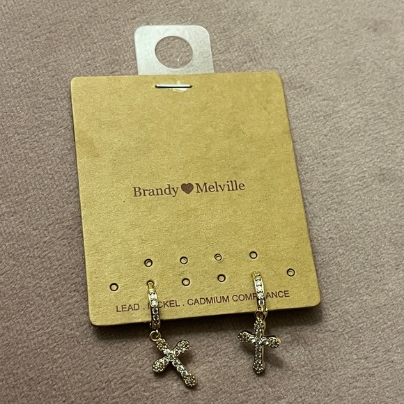 Brandy Melville Jewelry Brandy Melville Gold Cross Huggie Hoops